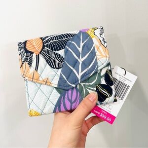 New!⚡️VERA BRADLEY Palm Floral RFID Mini Tri-fold Ultralight Wallet